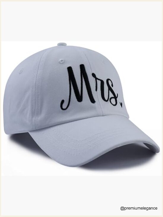 Mr & Mrs Baseball Cap Set, Adjustable Cotton Embroidered Couple Hats Wedding main image 7